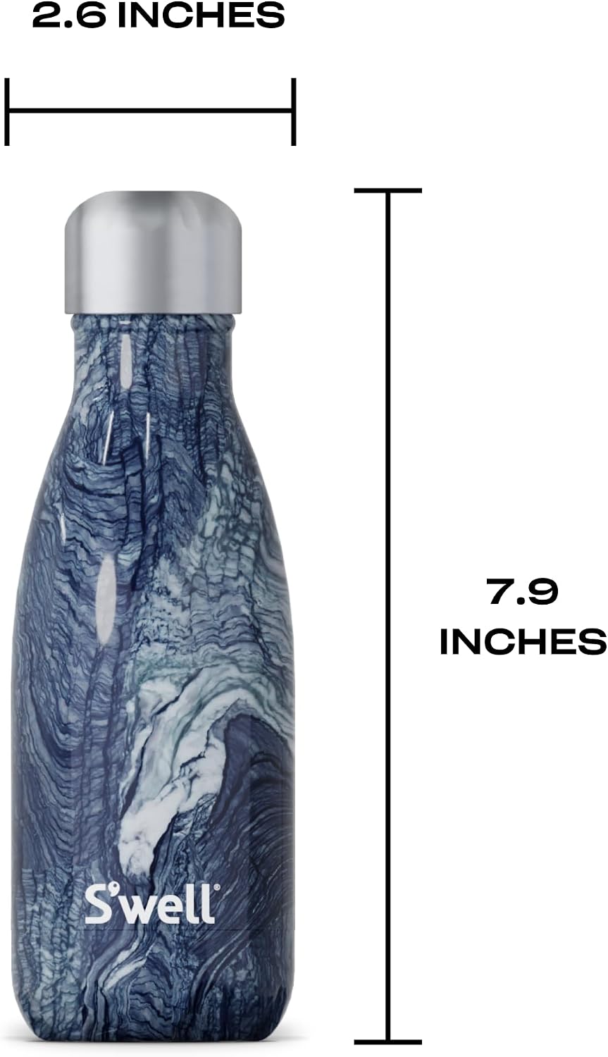 S'well Stainless Steel Water Bottle, 17oz, Blue Suede, Triple-Layered Vacuum Insulated Containers Keeps Drinks Cold for 36 Hours and Hot for 18, BPA Free, Perfect for On the Go