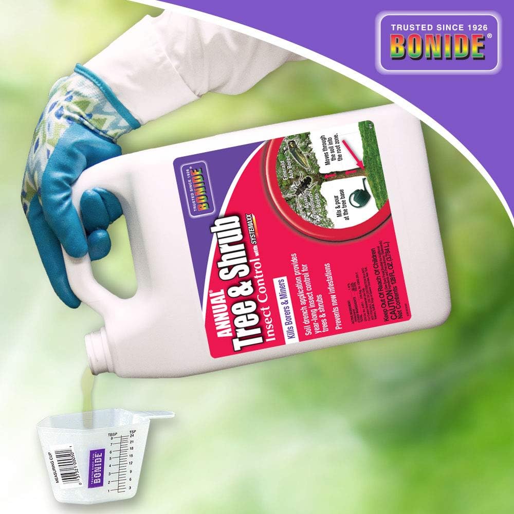 Bonide Annual Tree & Shrub Insect Control with Systemaxx | 32 oz Concentrate, Year Long Protection, Bug Killer