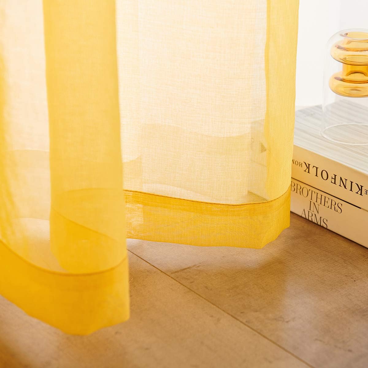 Off White Semi Sheer Curtains 72 Inches Long Faux Linen Off White Sheers Curtain for Bedroom Living Room Girls Kids Room 2 Panels 52x72 Inch Length