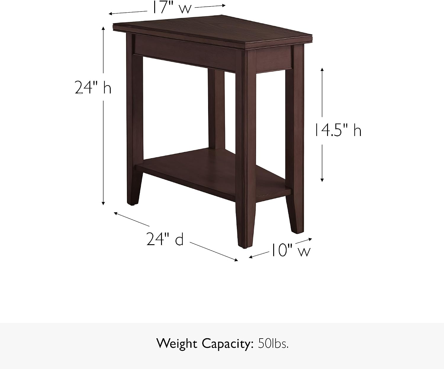 Leick Home Delton Wedge End Table, 17", Sienna