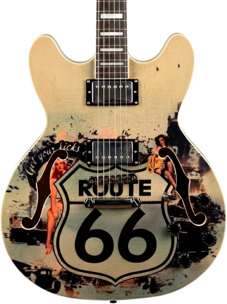 Grote Full Scale Electric Guitar Semi-Hollow Body Guitar Stainless Steel Frets (Vintage Sunburst)