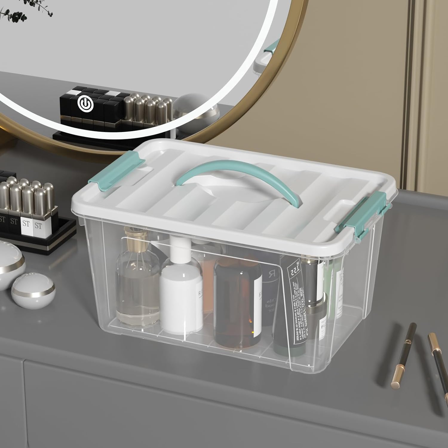 20 Quart Clear Plastic Bin with Lid, Latching Storage Box, 6 Packs