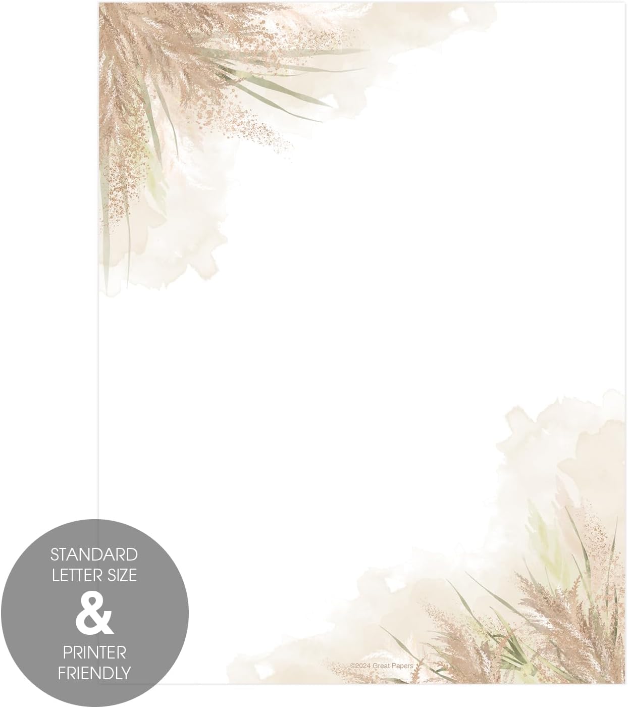 Great Papers! Lush Greenery Letterhead / 80 Floral Sheets 8.5" x 11" Beautiful Watercolor Botanical All Occasion Letter Paper