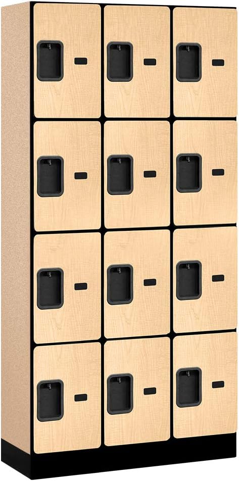 Salsbury Industries Four Tier Designer Wood Locker, Mahogany, 6' 3" x 18"