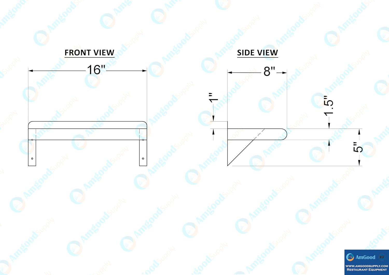 AmGood 24" Long X 18" Deep Stainless Steel Wall Shelf | NSF Certified | Appliance & Equipment Metal Shelving | Kitchen, Restaurant, Garage, Laundry, Utility Room