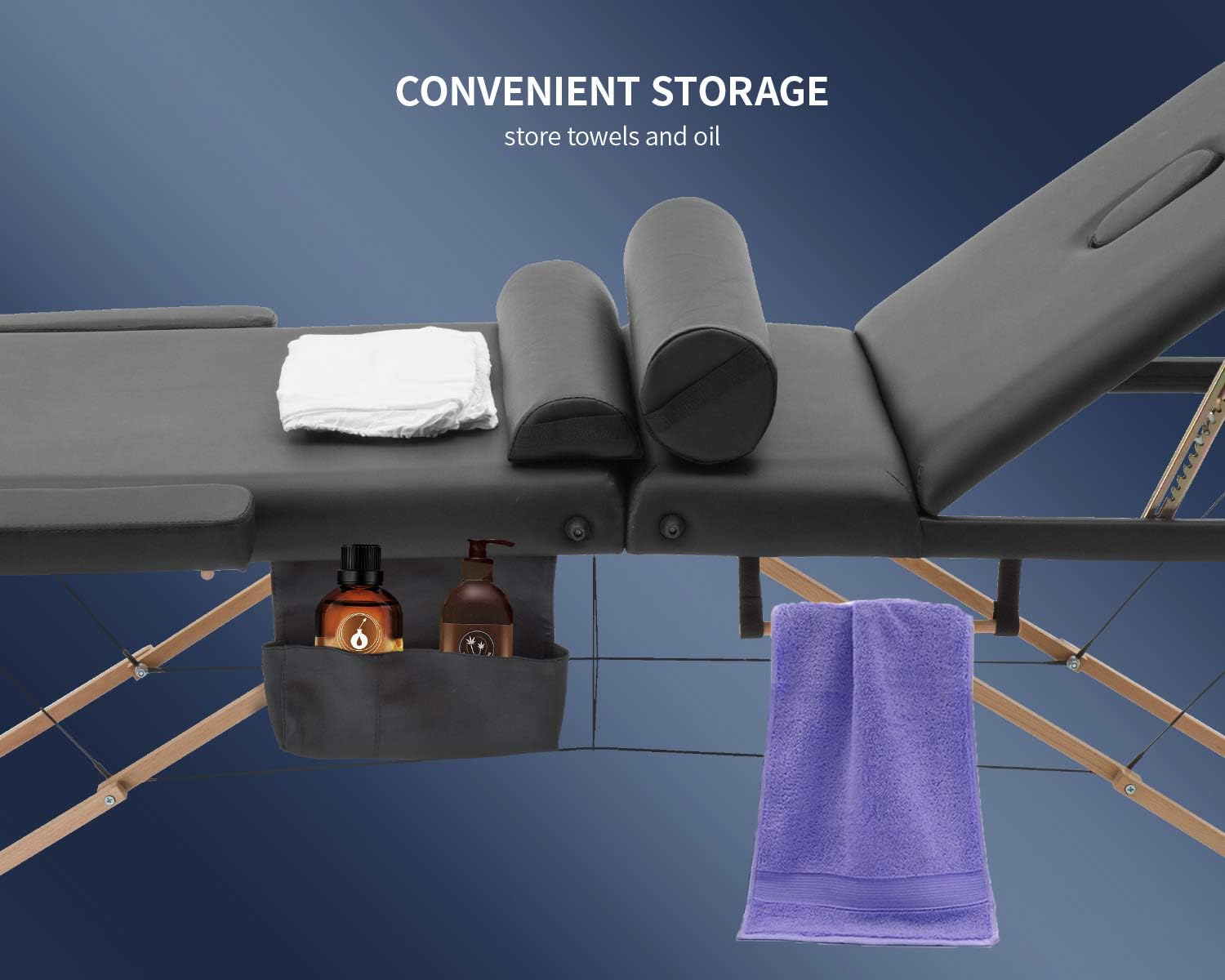 BestMassage Massage Bed Portable Massage Table 28 inch Wide Lash Bed Height Adjustable PU Leather 2 Folding with Oxford Bag for Spa Footmassage Facial CareSpa Tattoo