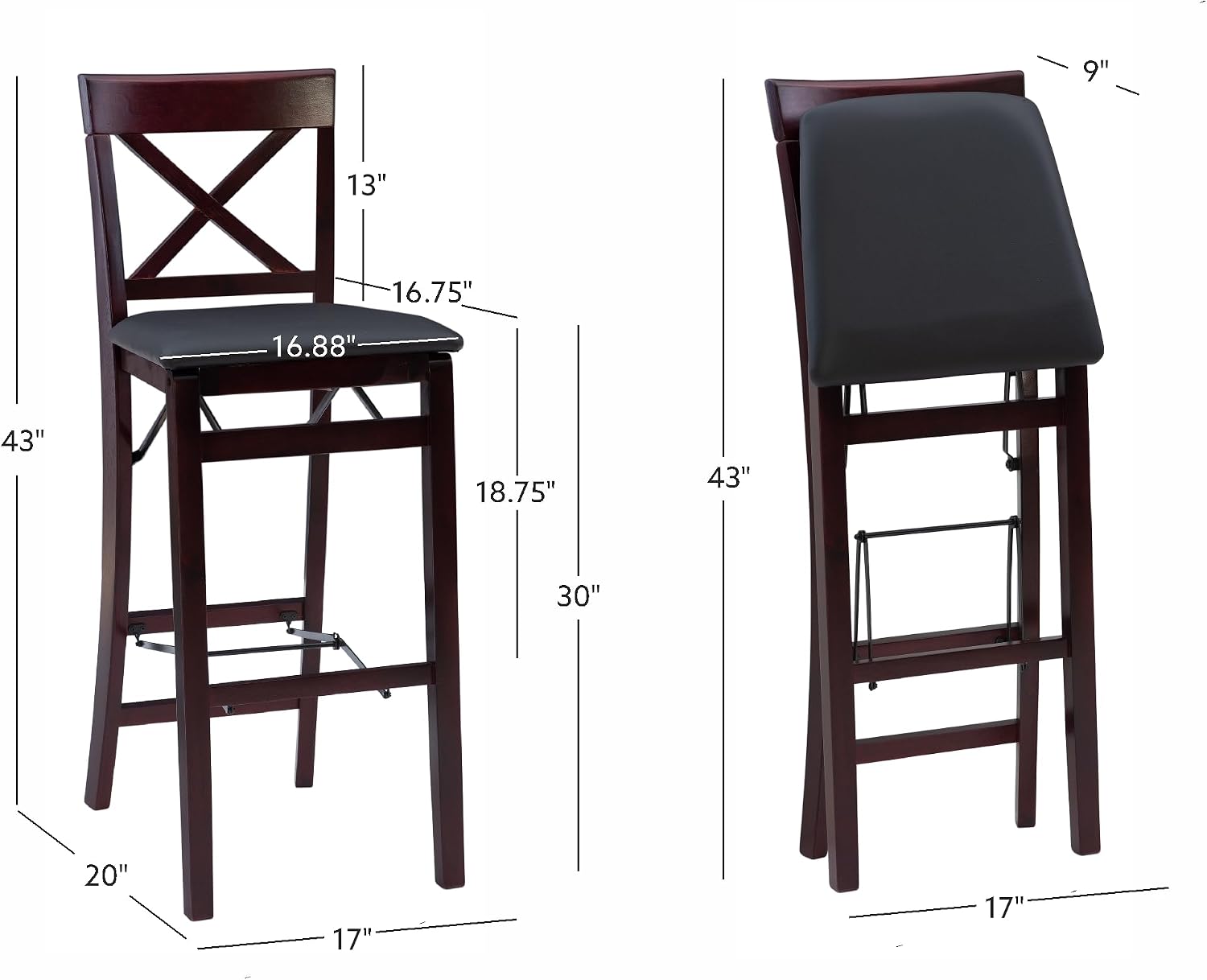 Linon Triena X Back Folding Counter Stool, Brown
