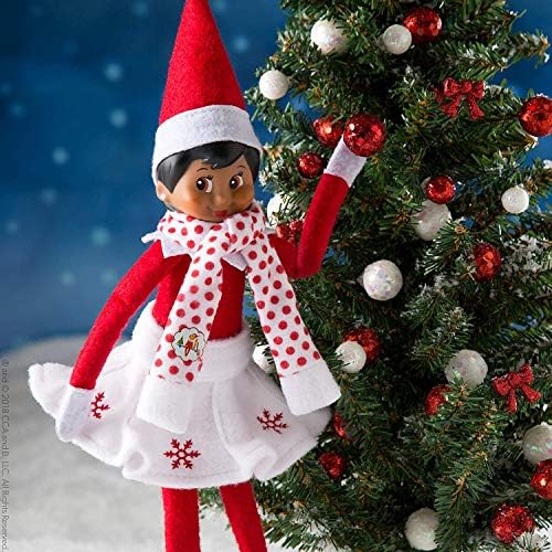 The Elf on the Shelf: A Christmas Tradition Girl Scout Elf (Brown Eyed) with Claus Couture Collection Snowflake Skirt & Scarf Outfit