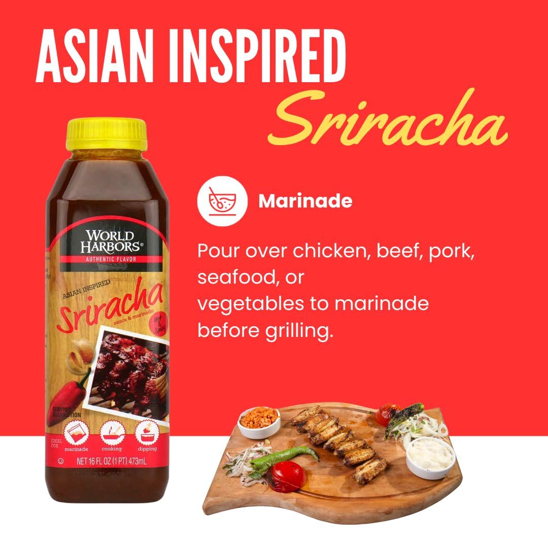 World Harbors Jamaican Jerk Sauce Sweet & Spicy Marinade for Jamaican Jerky Seasoning Chicken, Sirloin, Shrimp Jerk Seasoning Jamaican Style - Flavors for Dipping, Glazing 16 oz (Pack of 2)