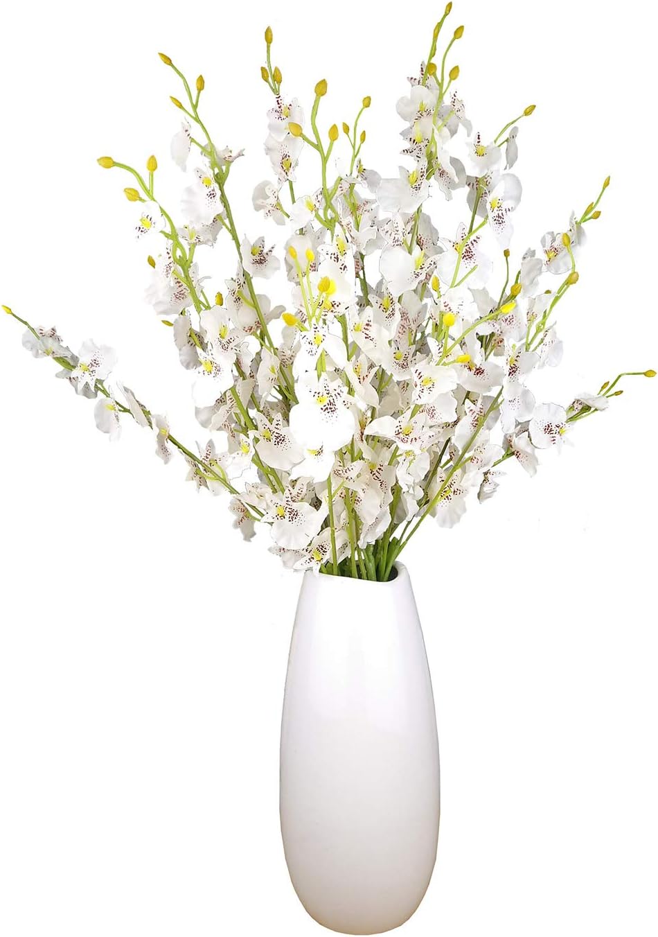 Yellow Artificial Flowers Orchids Silk Fake Flowers in Bulk, 12 Pcs (Each 38.5”), for Wedding Festive Party Home Office Decoration, No Include Vase