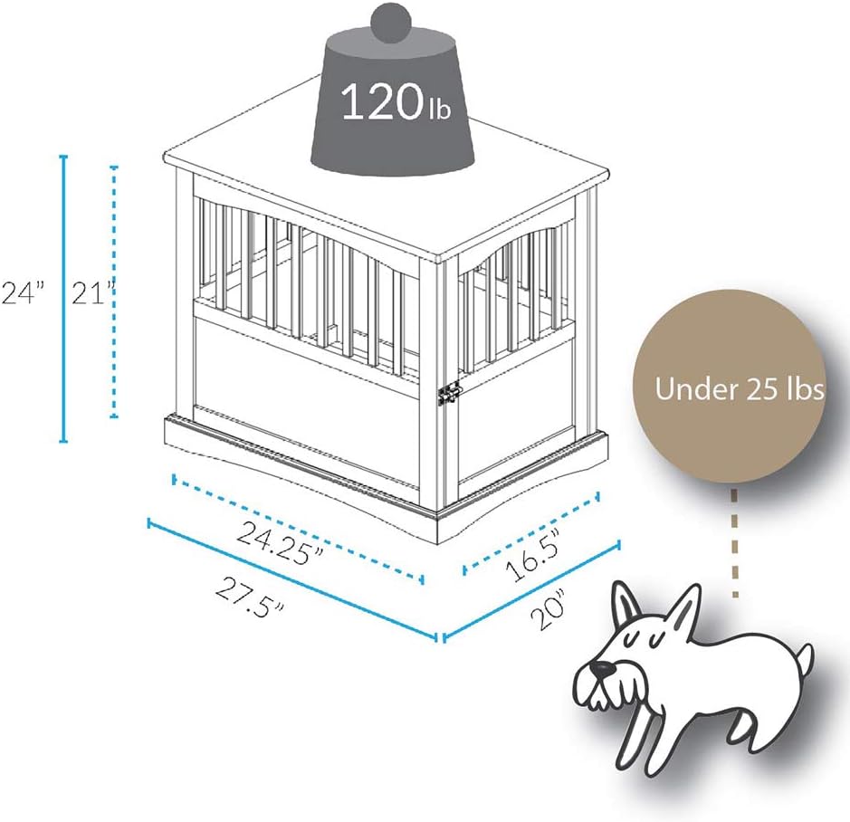 Casual Home Wooden Small Pet Crate, End Table, Espresso,19.5"W x 22.5"D x 22.5"H