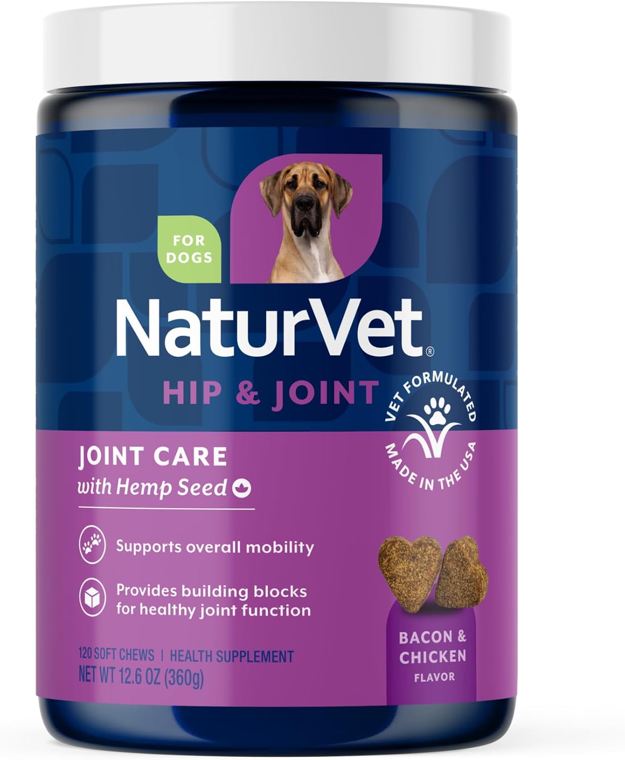 NaturVet – Glucosamine DS Plus - Level 2 Moderate Care – Supports Healthy Hip & Joint Function – Enhanced with Glucosamine, MSM & Chondroitin – for Dogs & Cats–70 Soft Chews