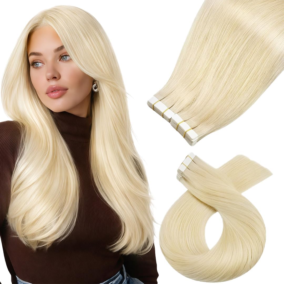 Moresoo Black Tape in Hair Extensions Human Hair, 18 Inch, 20Pcs, 50g