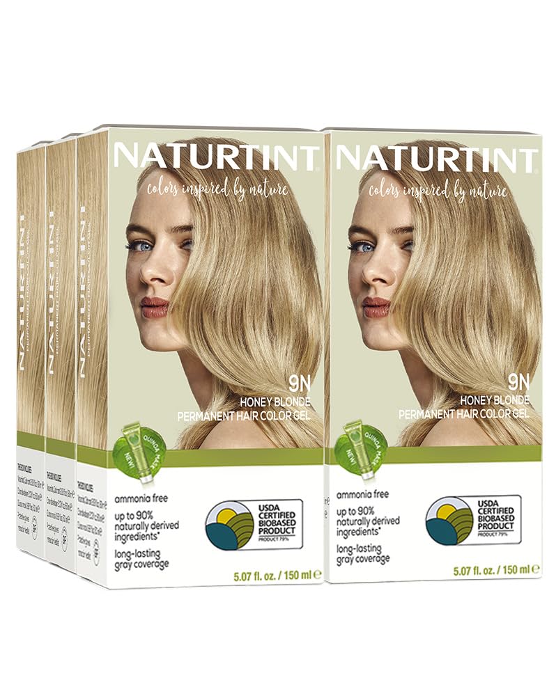 Naturtint 9N Honey Blonde Permanent Hair Color (Pack of 1), Ammonia Free, Vegan, Cruelty Free, up to 100% Gray Coverage, Long Lasting Results (Packaging may vary)
