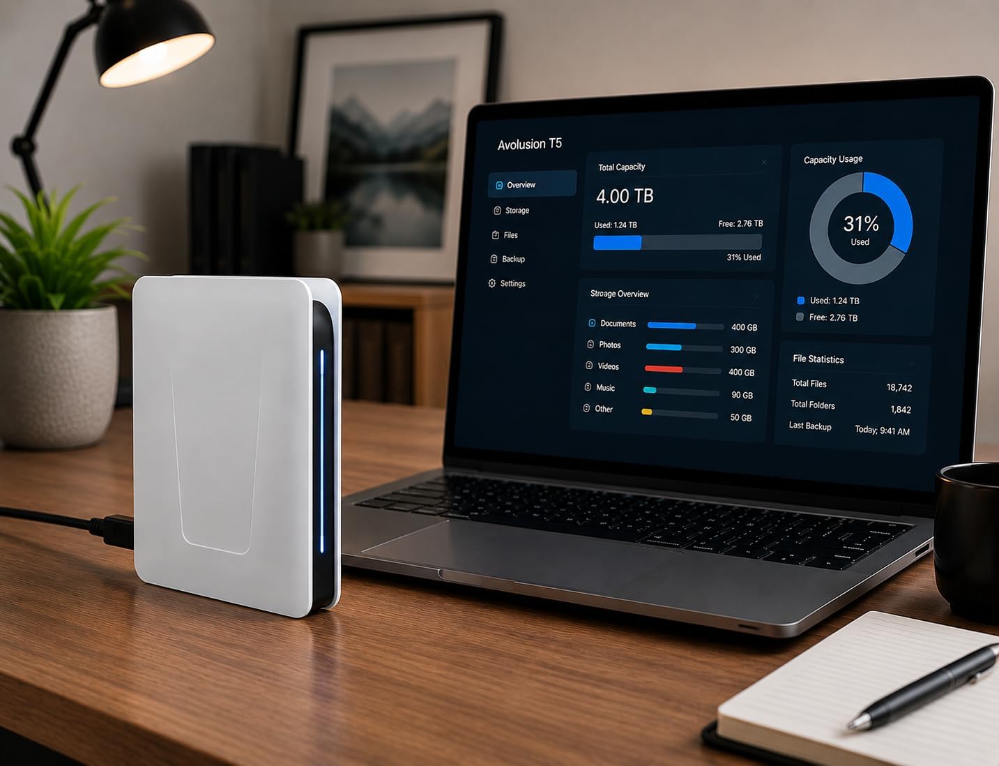 Avolusion PRO-T5 4TB USB 3.0 External Hard Drive for Windows & Mac OS (White) - 2 Year Warranty