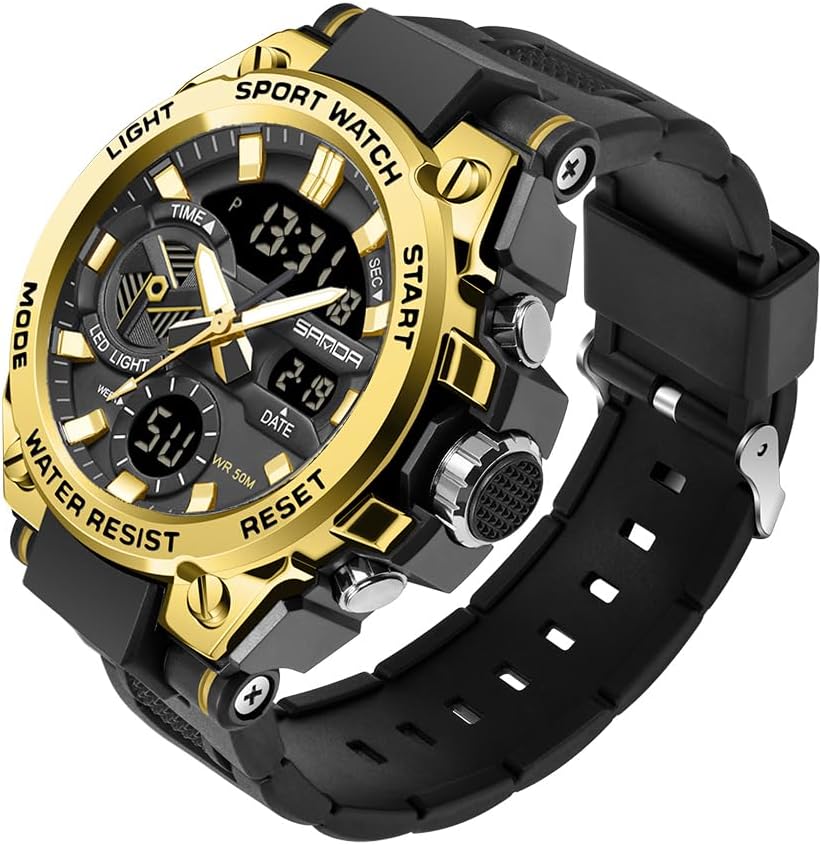 KXAITO Men's Watches Sports Outdoor Waterproof Military Watch Date Multi Function Tactics LED Alarm Stopwatch