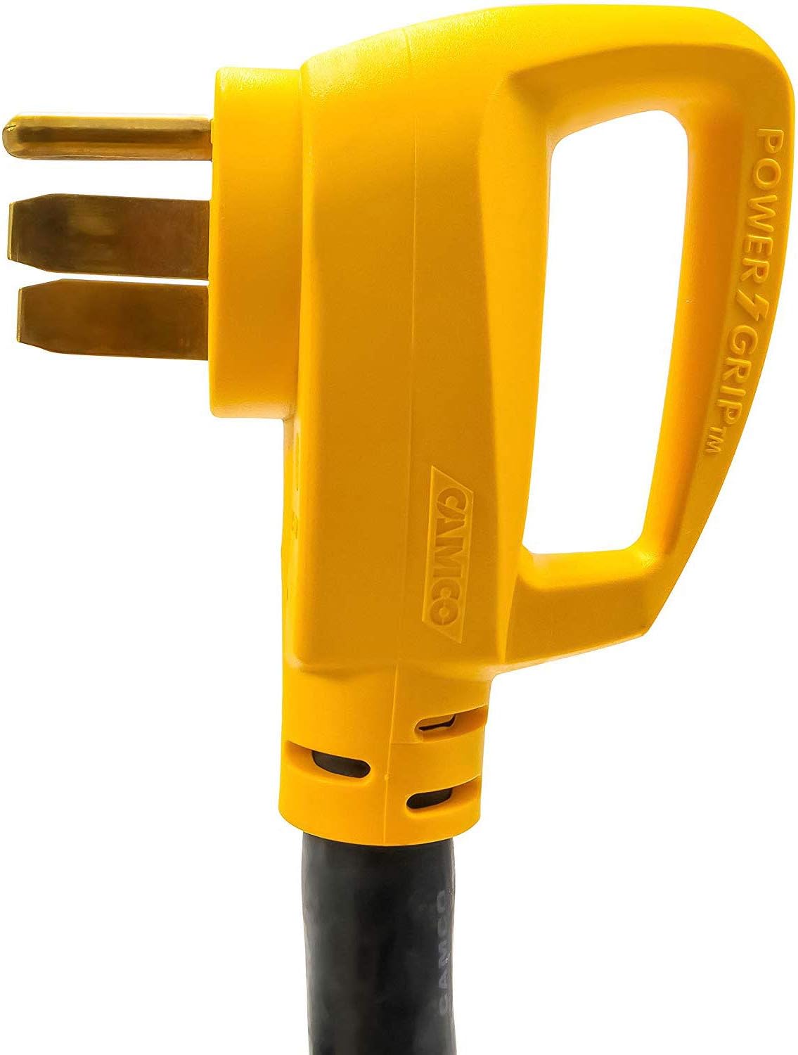 Camco Power Grip 25-Ft 50 Amp RV Extension Cord - NEMA 14-50P Male & FSS2-50R Locking Female Connectors - Rated for 125/250 V/12,500 W - Features Copper 6/3 + 8/1-Gauge Wires for Conductivity (55542)