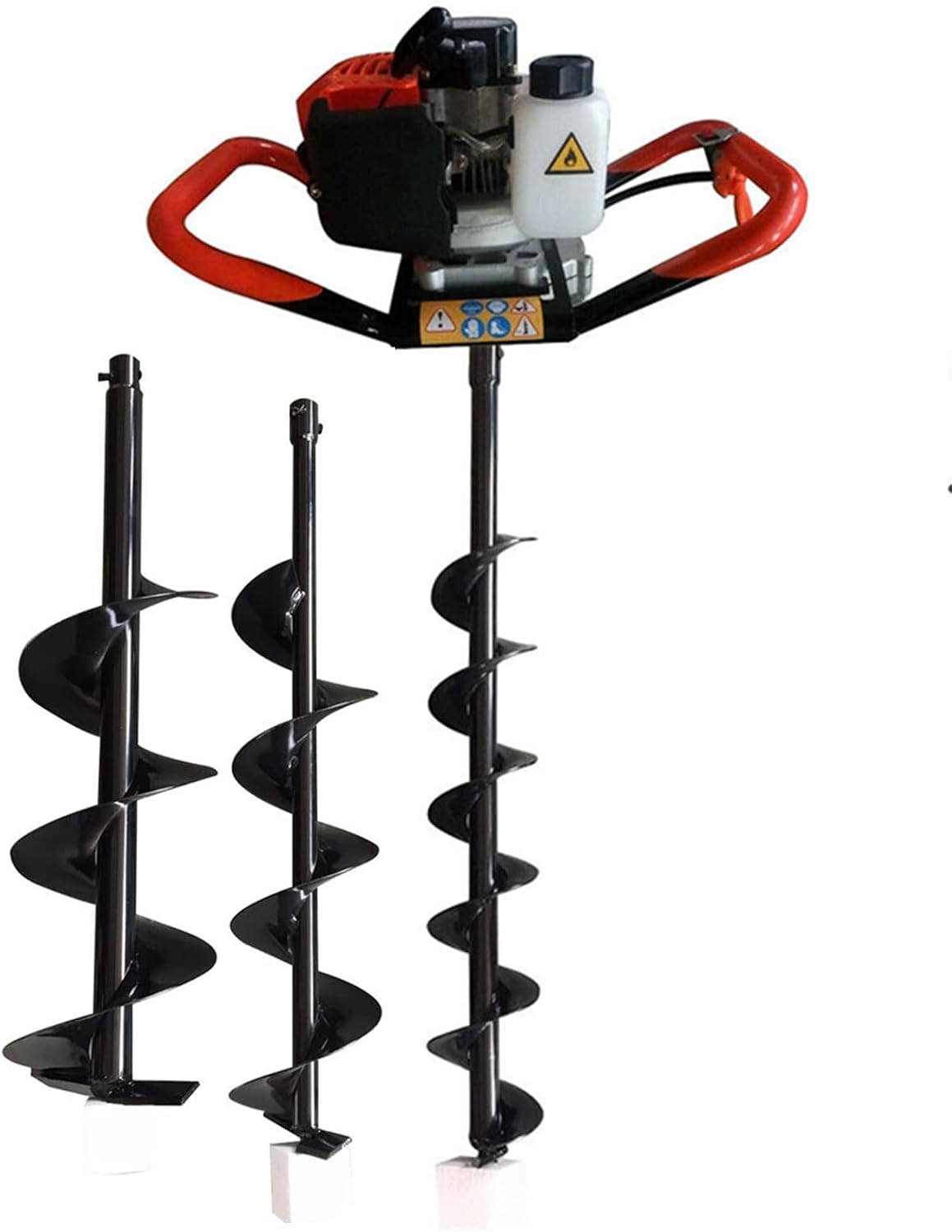 52CC Auger Post Hole Digger 2-Stroke Gas Powered Earth Auger Digger 1700W Gasoline Garden Fence Plant Soil Digging Tool with 3pcs Drill Bit Set and