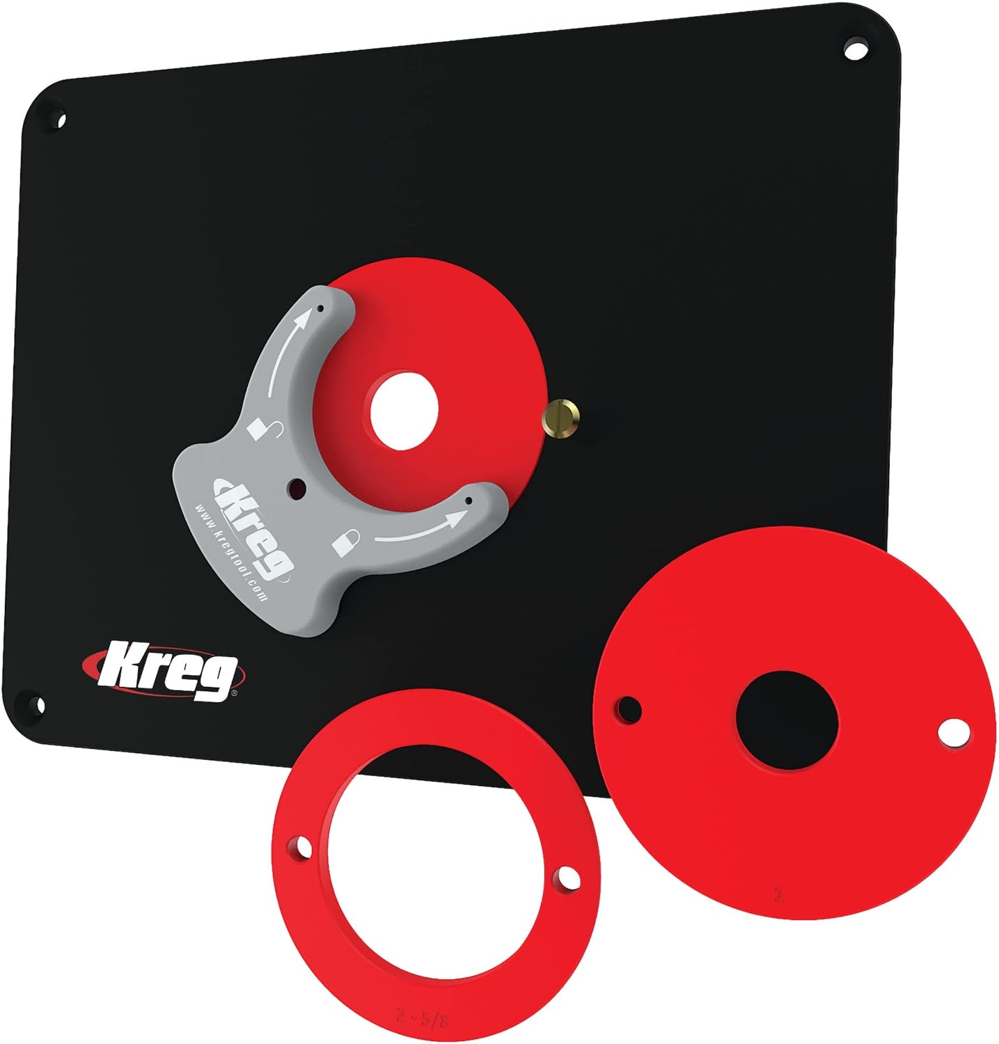 Kreg Precision Router Table Insert Plate - Predrilled for Porter Cable 690 890 and Bosch 1617 Routers - Level-Loc Rings - PRS4036
