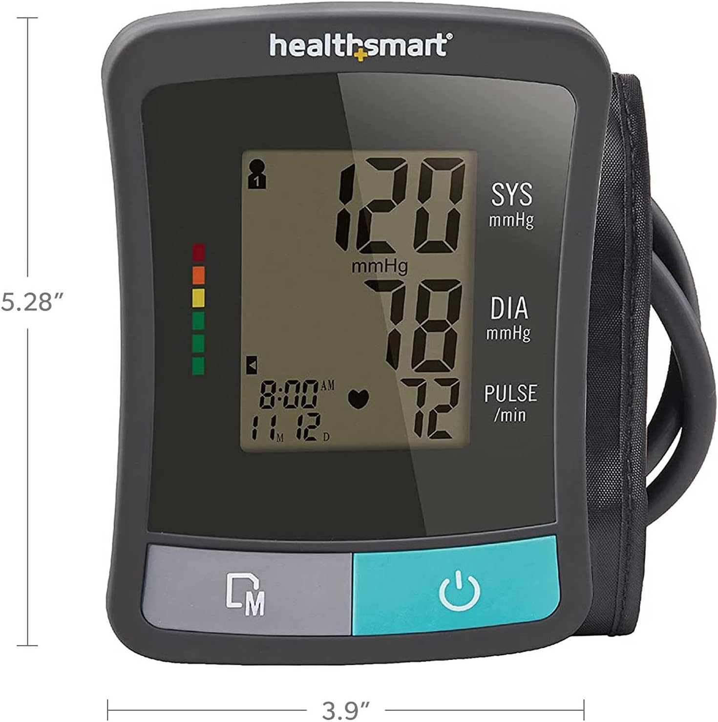 HealthSmart Digital Standard Wrist Blood Pressure Monitor with Automatic Adult Cuff That Displays Pulse Rate and Irregular Heartbeat Stores up to 60 Readings for 2 Users