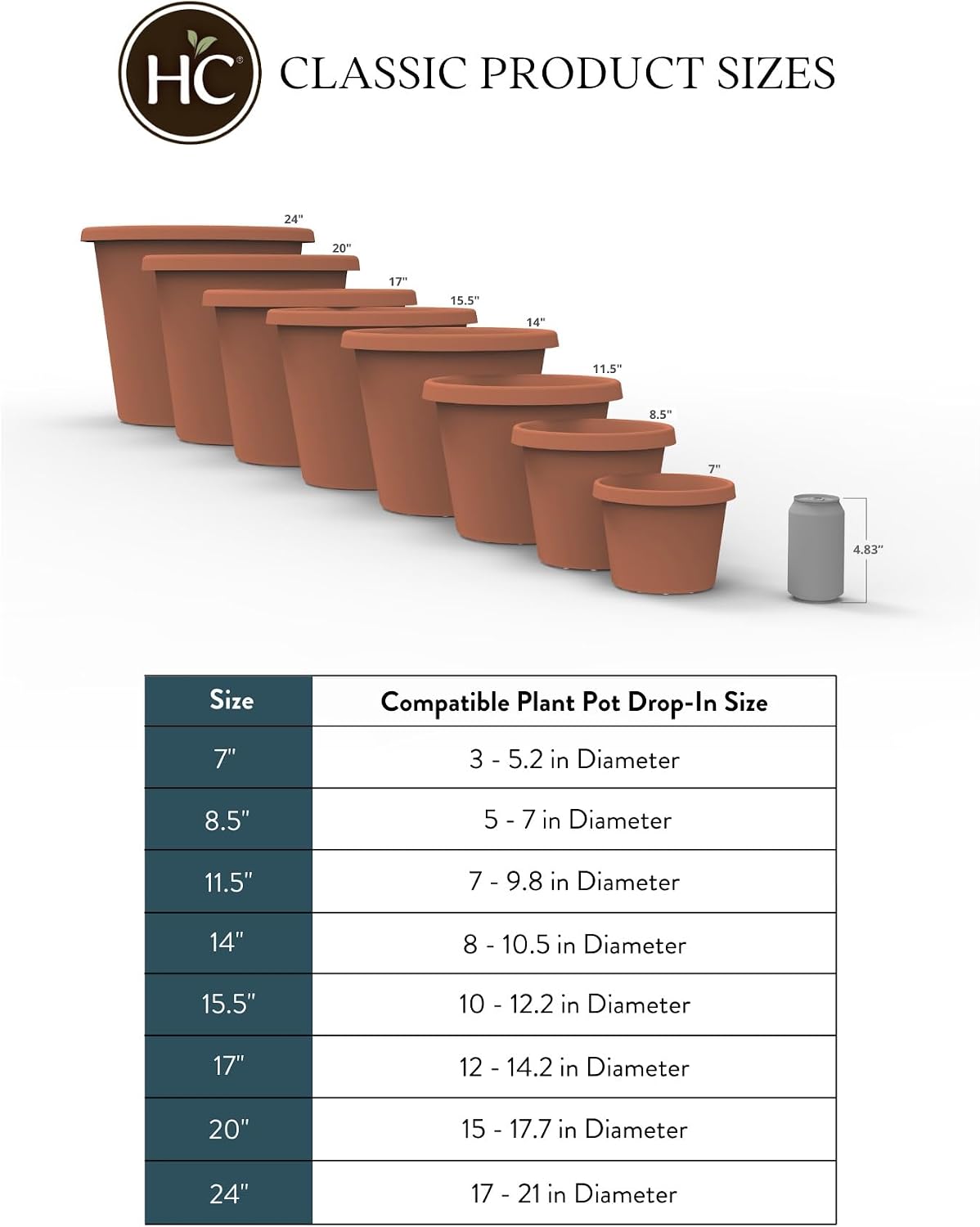 The HC Companies Classic Pot, 10", Clay