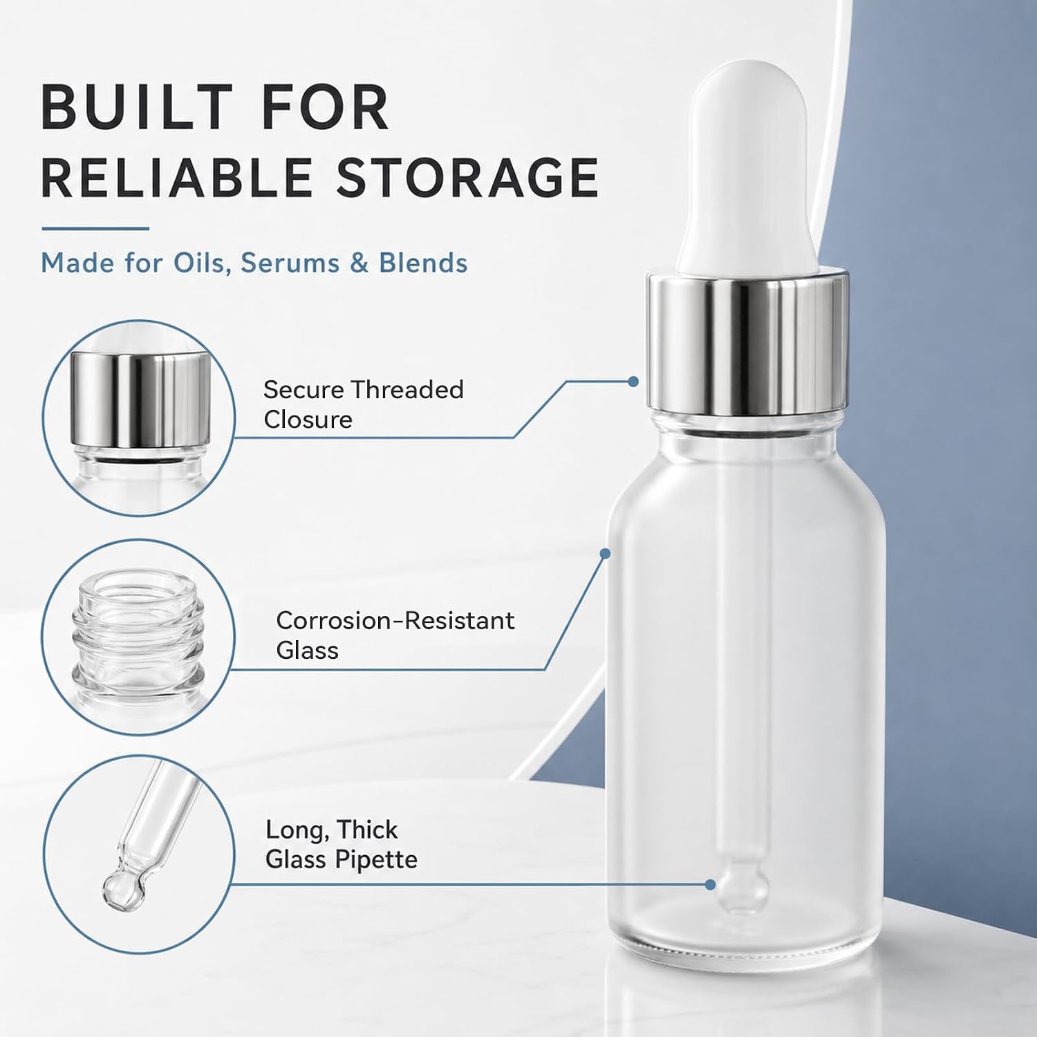 PrettyCare Glass Eye Dropper Bottles 99 Pack