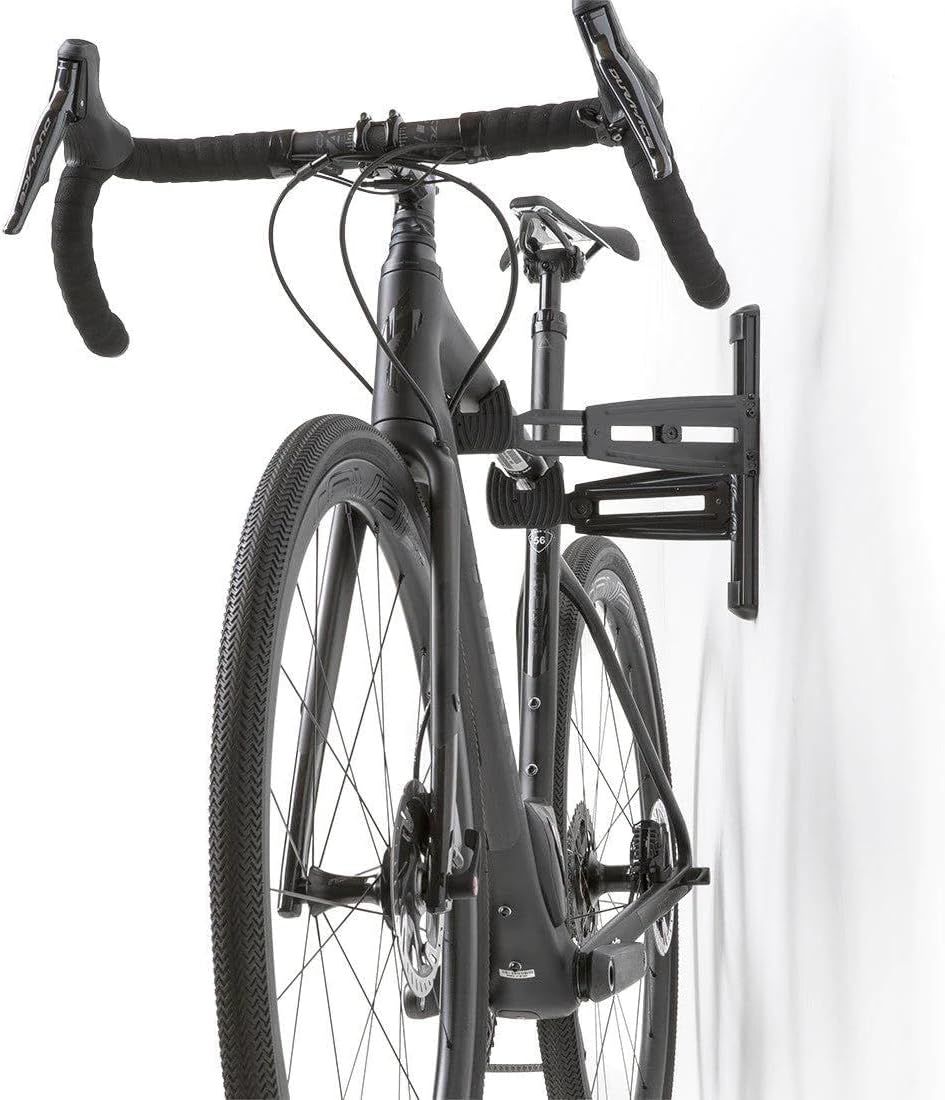 Feedback Sports Velo Wall Rack Bike Hangar Mount Storage, Adjustable Arms | Great for garage, apartment or shed storage; soft rubber contact points protect frames and supports bikes up to 70 lb