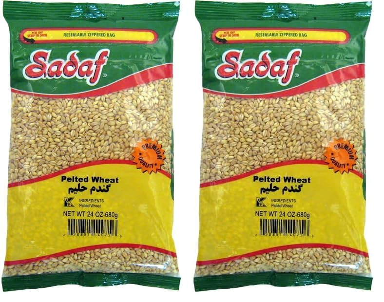 Sadaf Wheat Pelted - Wheat Berries for Cooking and Food Flavoring - Vegan Recipes - Trigo en Grano - Middle Eastern Cuisine - Kosher - 24 oz Resealable Bag