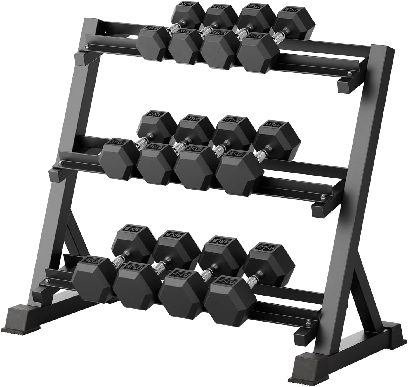 RitFit Rubber Coated Hex Dumbbell Weights Set for Home Gym | Cast Iron Core, Anti-Slip Knurled Chrome Handle, Hexagon Anti-Roll, Heavy-Duty Dumbbell Set for Strength Training
