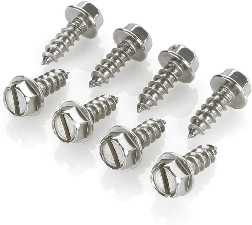 USA Fastener Stainless Steel Screws | Rust Proof, Chrome Locking Screws Set of 4 for License Plate Security to Secure Frames and Covers