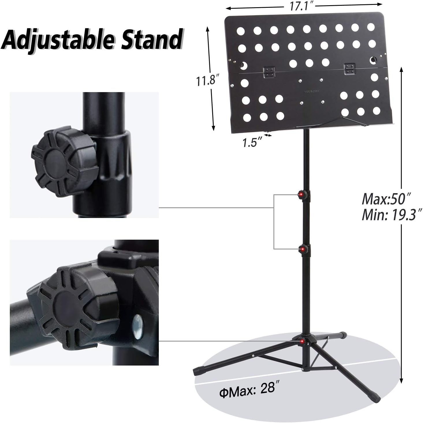 Klvied Folding Sheet Music Stand with Violin Hanger