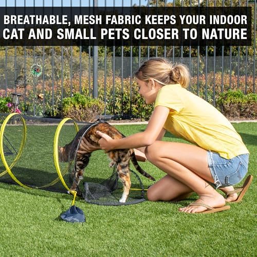 Kitty Compound Outdoor Cat Enclosure and Tunnel, Play Tents | Portable playhouse setup letting indoor felines enjoy fresh air outside while staying contained, safe and secure at all times