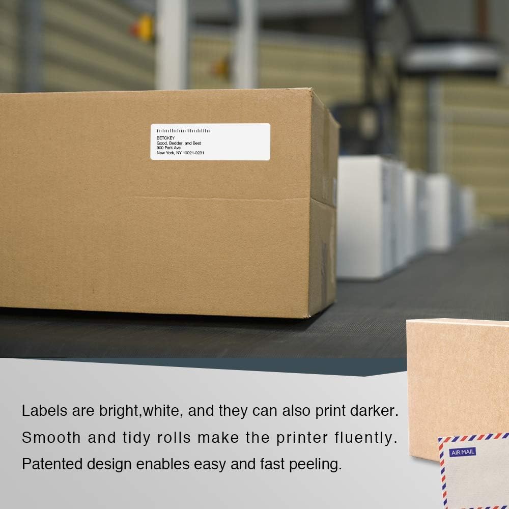BETCKEY - Compatible DYMO 30252 (1-1/8" x 3-1/2") Address & Barcode Labels - Compatible with DYMO Labelwriter 450, 4XL, NOT Fit 550 & 5XL [10 Rolls/3500 Labels]