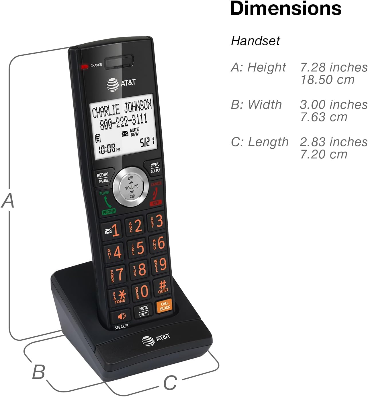 AT&T DECT 6.0 Expandable Cordless Phone with Answering System, Silver/Black with 3 Handsets