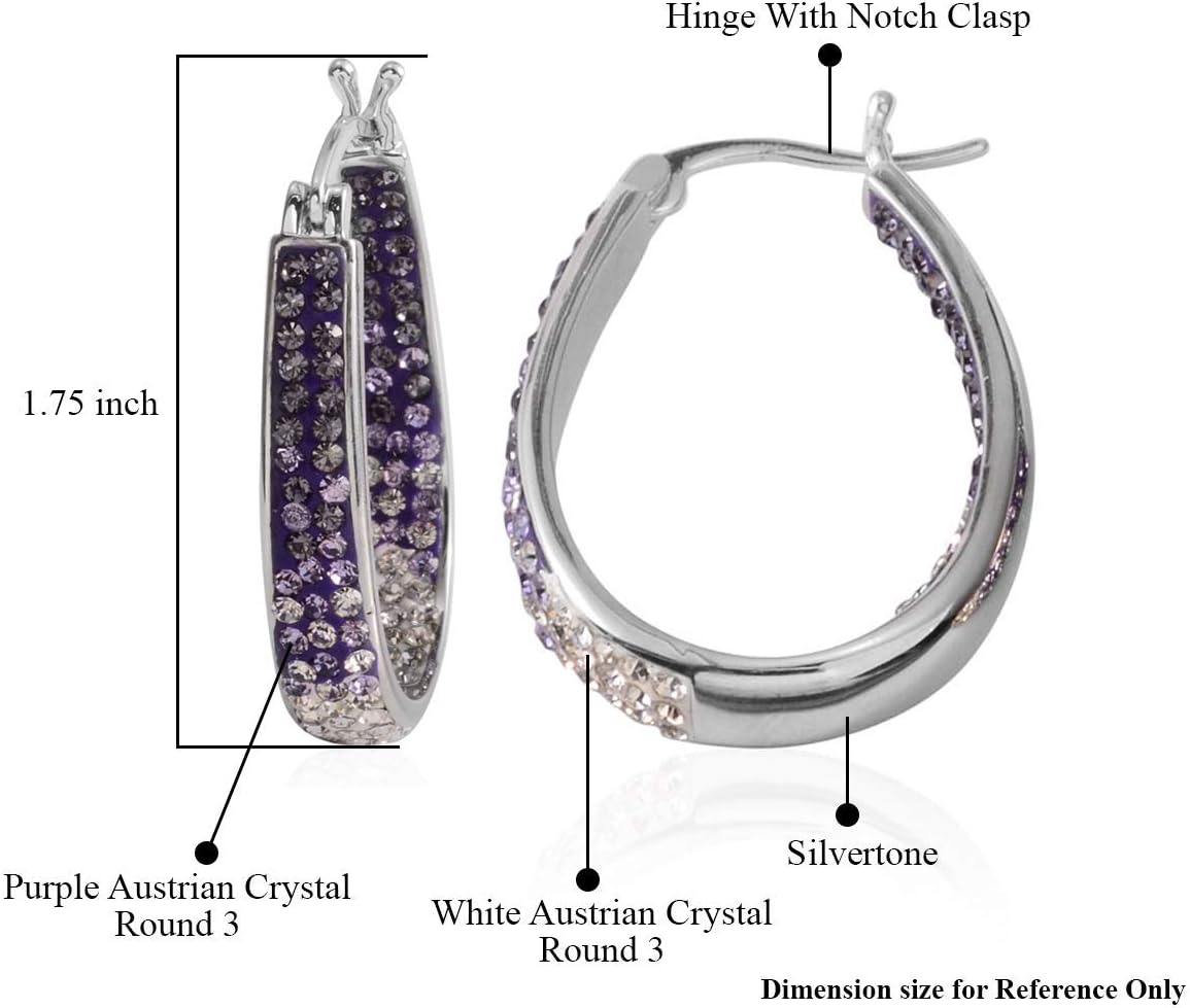 Shop LC Crystals Inside Out Hoop Hoops Earrings Platinum Plated Fashion Jewelry Unique Birthday Gifts for Women