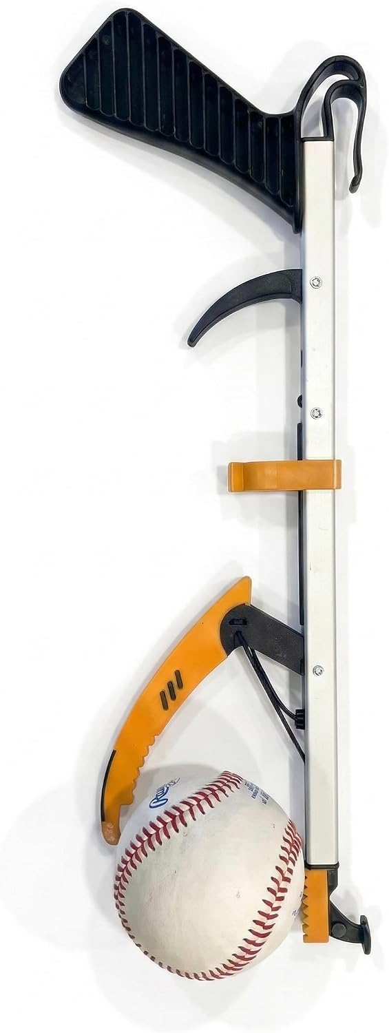Rehabilitation Advantage Compact Reacher Grabber Tool, 15" Reach Extension with Rubberized Jaws and 3" Wide Grip, Lightweight Aluminum Pick Up Tool