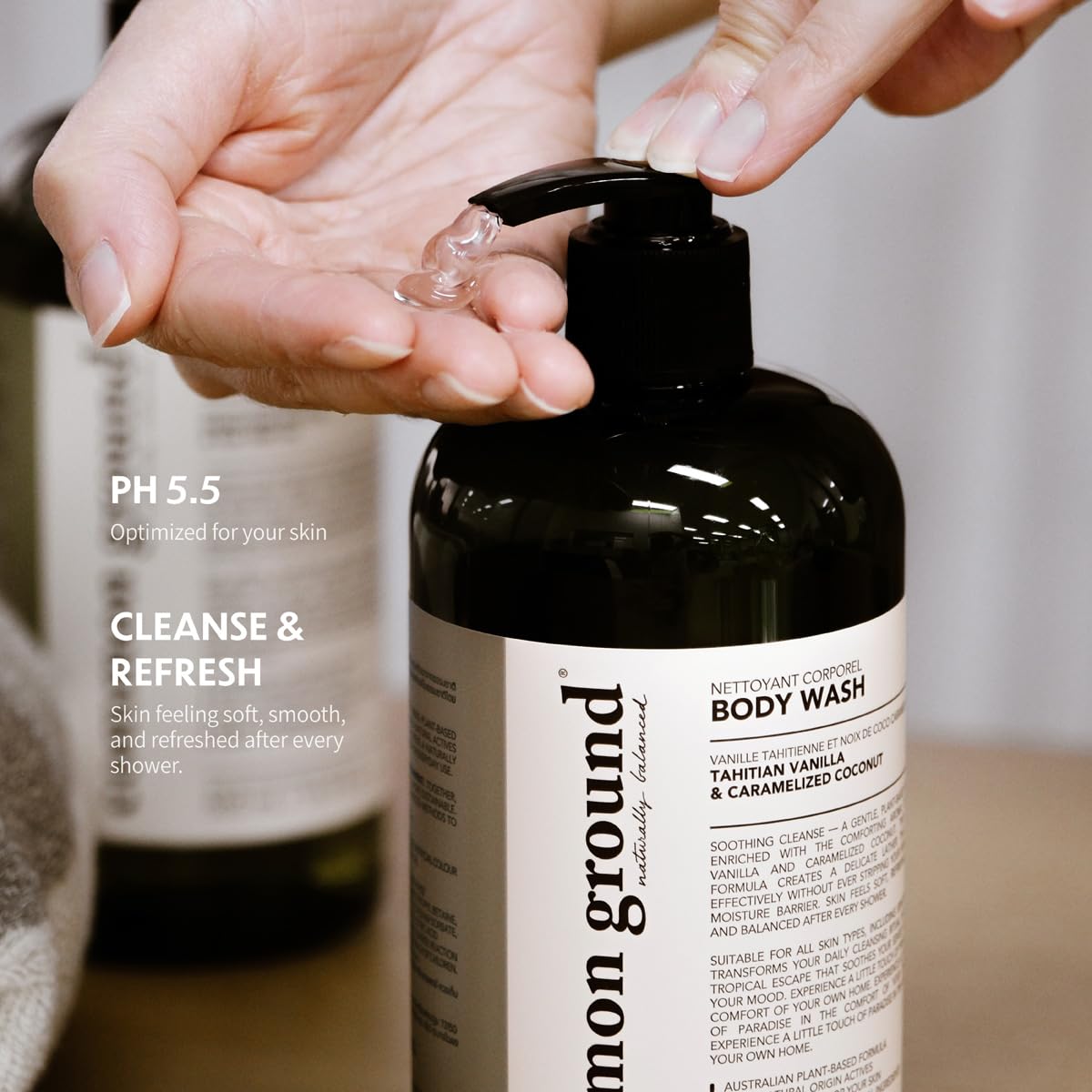 COMMON GROUND Natural Body Wash - Paraben & Cruelty Free, Vegan, Plant-Based, Botanical Freesia Scent & Avocado Oil Extracts - All Skin Types