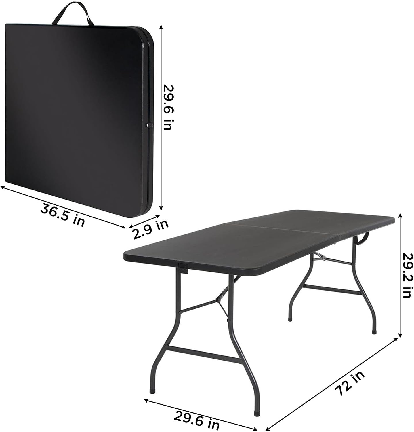 Cosco 6ft Fold-in-Half Blow Molded Folding Table, Indoor/Outdoor, Comfort Handle, Lightweight Plastic Construction - White