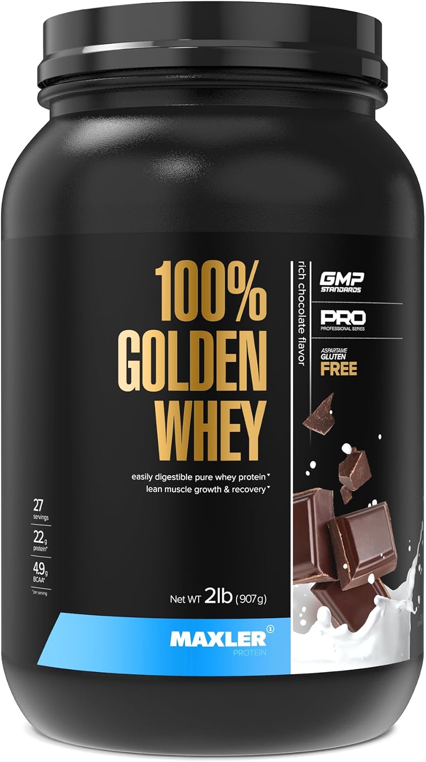 100% Golden Whey Protein - 24g of Protein per Serving - Whey Protein Powder for Pre Post Workout - Fast-Absorbing Whey Concentrate, Isolate & Hydrolysate Blend - Vanilla Ice Cream 2 lb