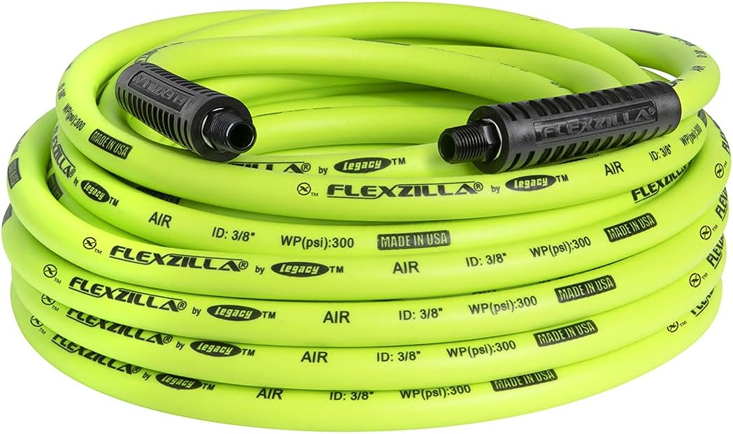 Flexzilla Open Face Retractable Air Hose Reel, 3/8 in. x 50 ft., Heavy Duty, Lightweight, Hybrid, ZillaGreen - L8611FZ