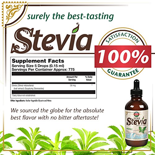 KAL Sure Stevia Extract Zero Calorie Sweetener, Low Carb, Plant Based Liquid Stevia Drops, Great Taste, Zero Sugar, Low Glycemic & Perfect for a Keto Diet, 60-Day Guarantee, Approx. 775 Servings, 4oz | Zero Calorie Sweetener - Plant Based, Low Glycemic &…