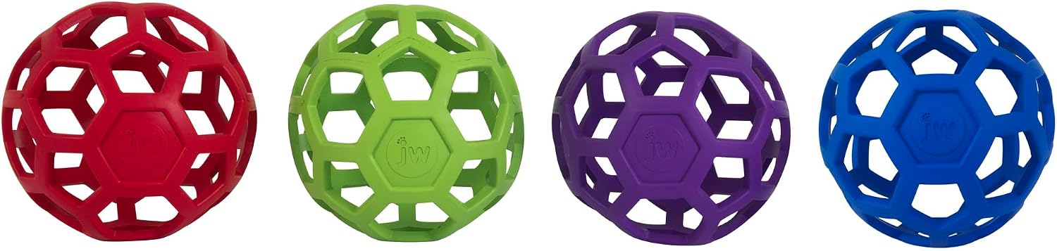 JW Pet Hol-ee Roller Dog Toy Puzzle Ball, Natural Rubber, Extra Large (7.5 Inch Diameter), Colors May Vary, (Count of 1)
