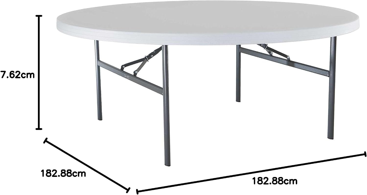 Lifetime 22673 Folding Round Table, 6 Foot, White Granite