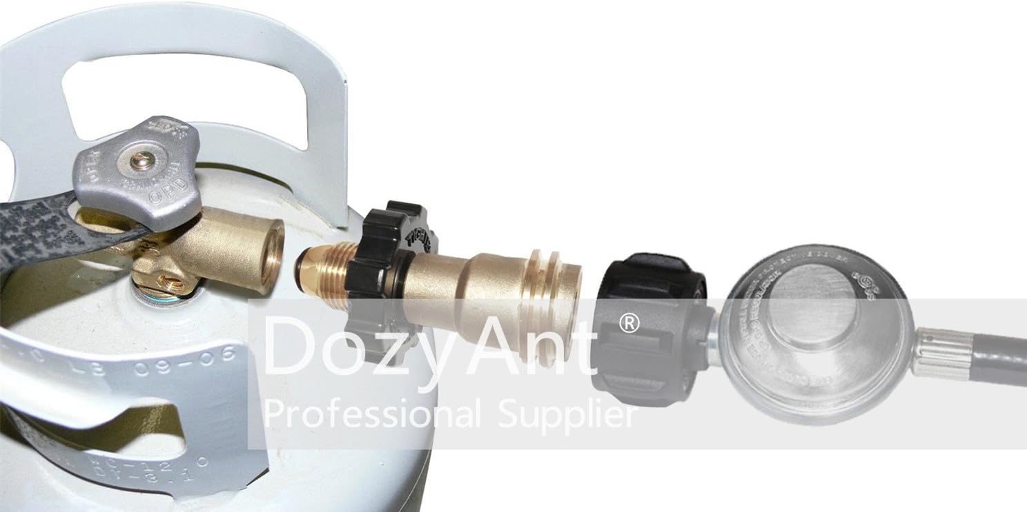 Propane Tank Adapter POL to QCC1 Converts Old Tank Valve to New Connection | Universal Fit 100 lb POL to QCC1 Type 1 Propane Adapter with Wrench and Hand Wheel for Old Tank Valve to New Hose Connection
