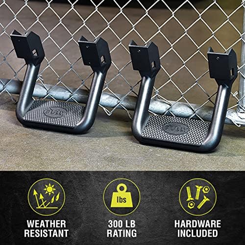 Bully BBS-1103-2 Black Powder Coated Aluminum Universal Fit Truck Side Step Set of 4 for Trucks from Chevy (Chevrolet), Ford, Toyota, GMC, Dodge RAM