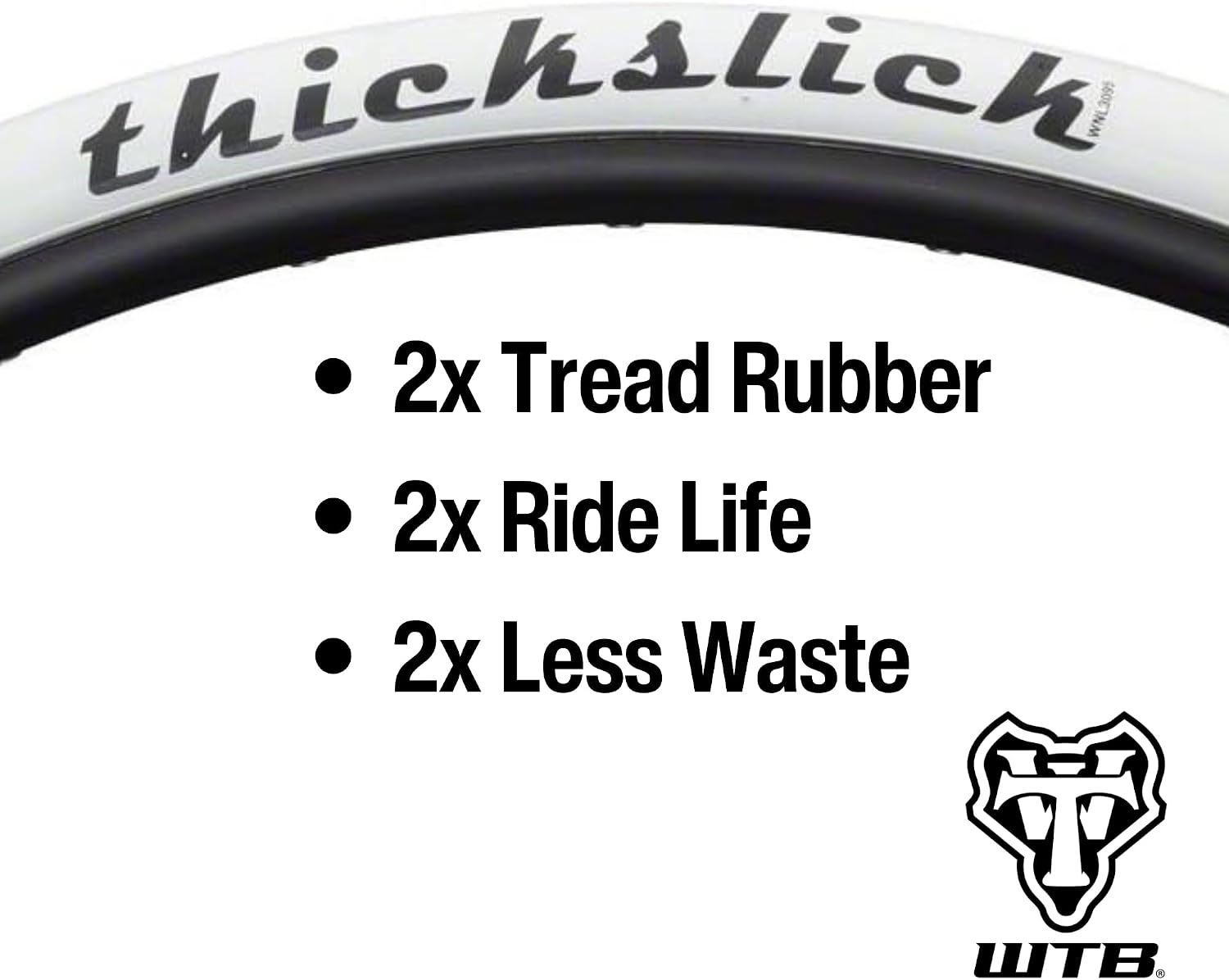 WTB ThickSlick Hybrid Bike Tire (26"/29"/700c) Wire Bead - Slick Tread - Commuter & Campus (Black/White, Optional Flat Guard)