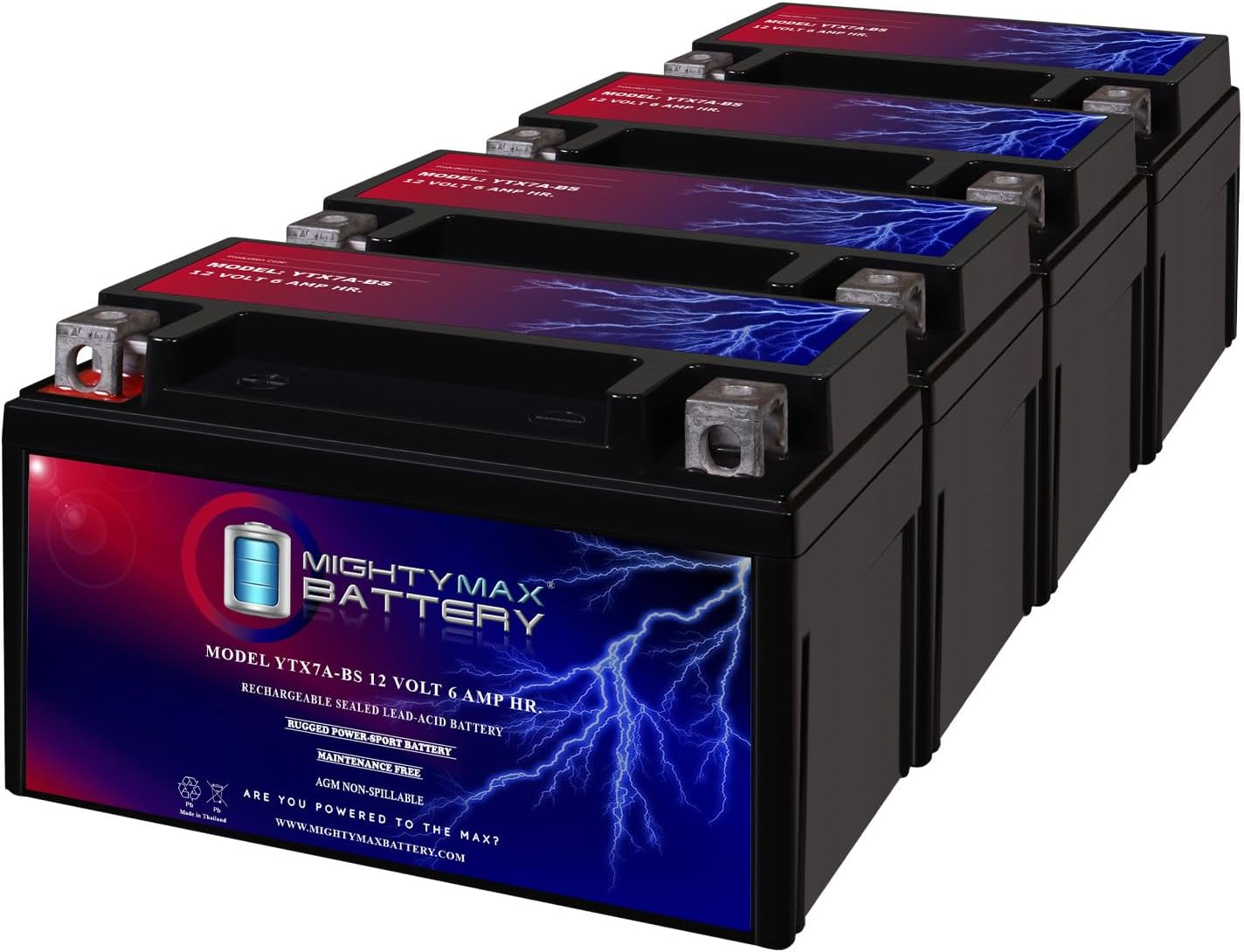 Mighty Max Battery YTX7A-BS -12 Volt 6 AH, 105 CCA, Rechargeable Maintenance Free SLA AGM Motorcycle Battery