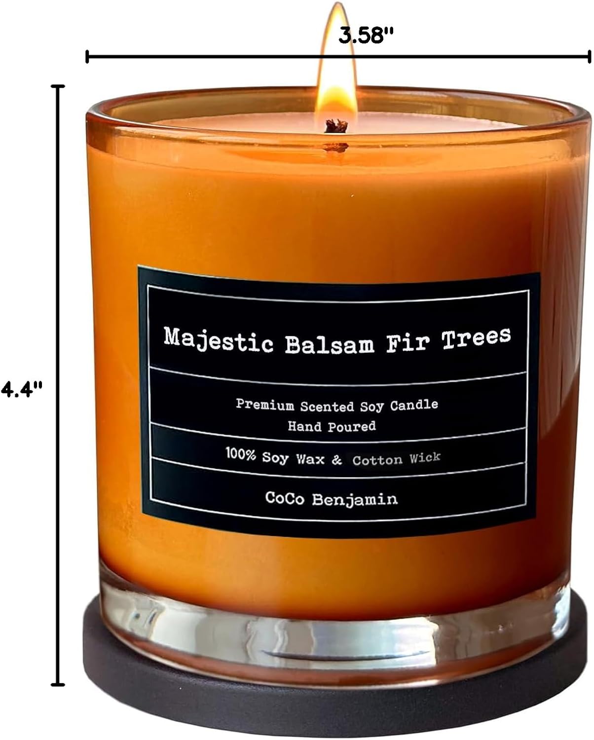 100% Natural Soy Wax Candle by CoCo Benjamin - Highly Scented & Hand-Poured Luxury Candle ((Majestic Balsam Fir Trees) - Clean Burning Cotton Wick