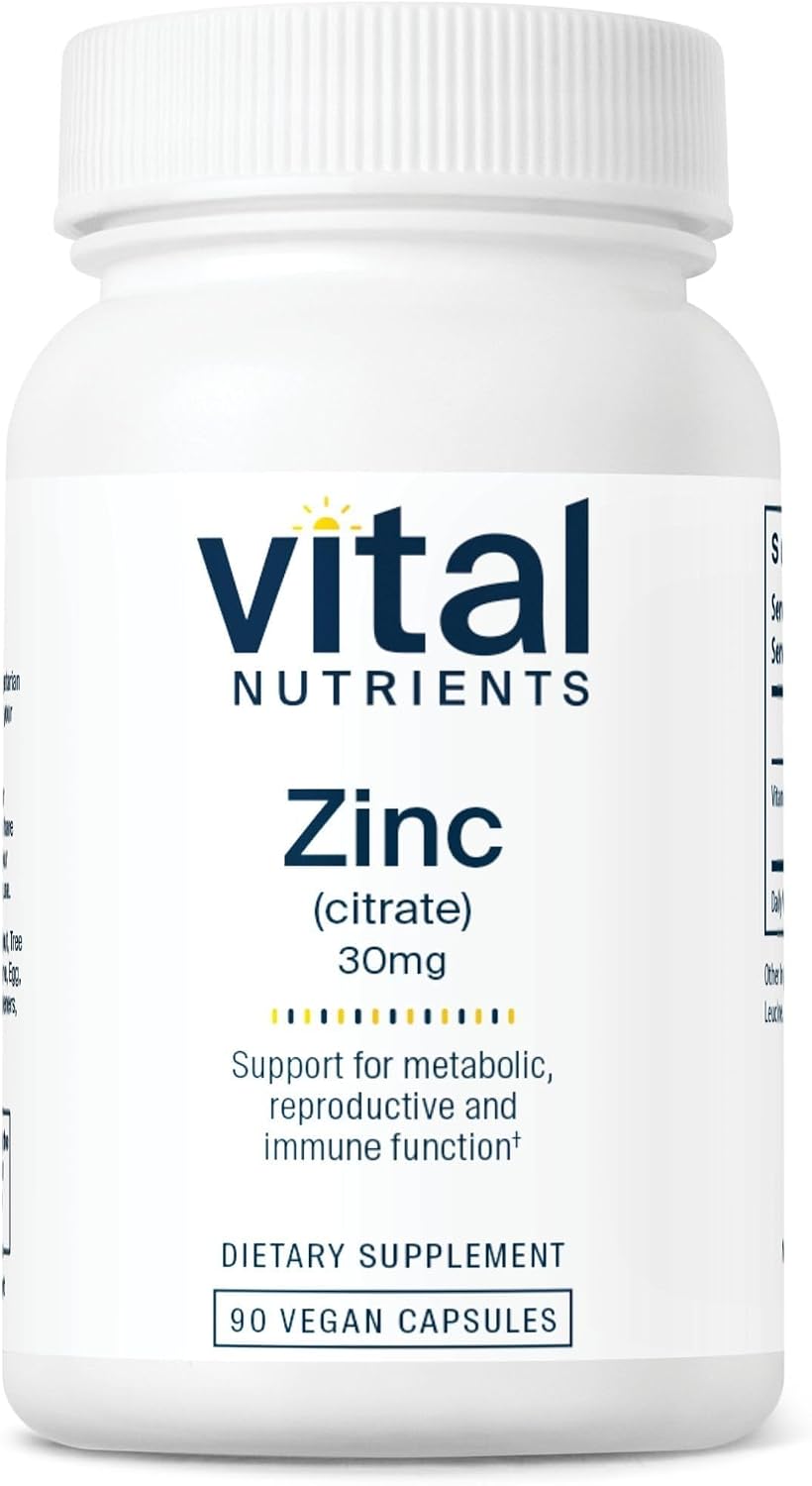 Vital Nutrients Zinc Citrate 30mg - Easily Absorbed Immune Support Supplement - Vegan Zinc Supplement - Gluten, Dairy, Soy Free - Non-GMO - 30mg - 90 Capsules