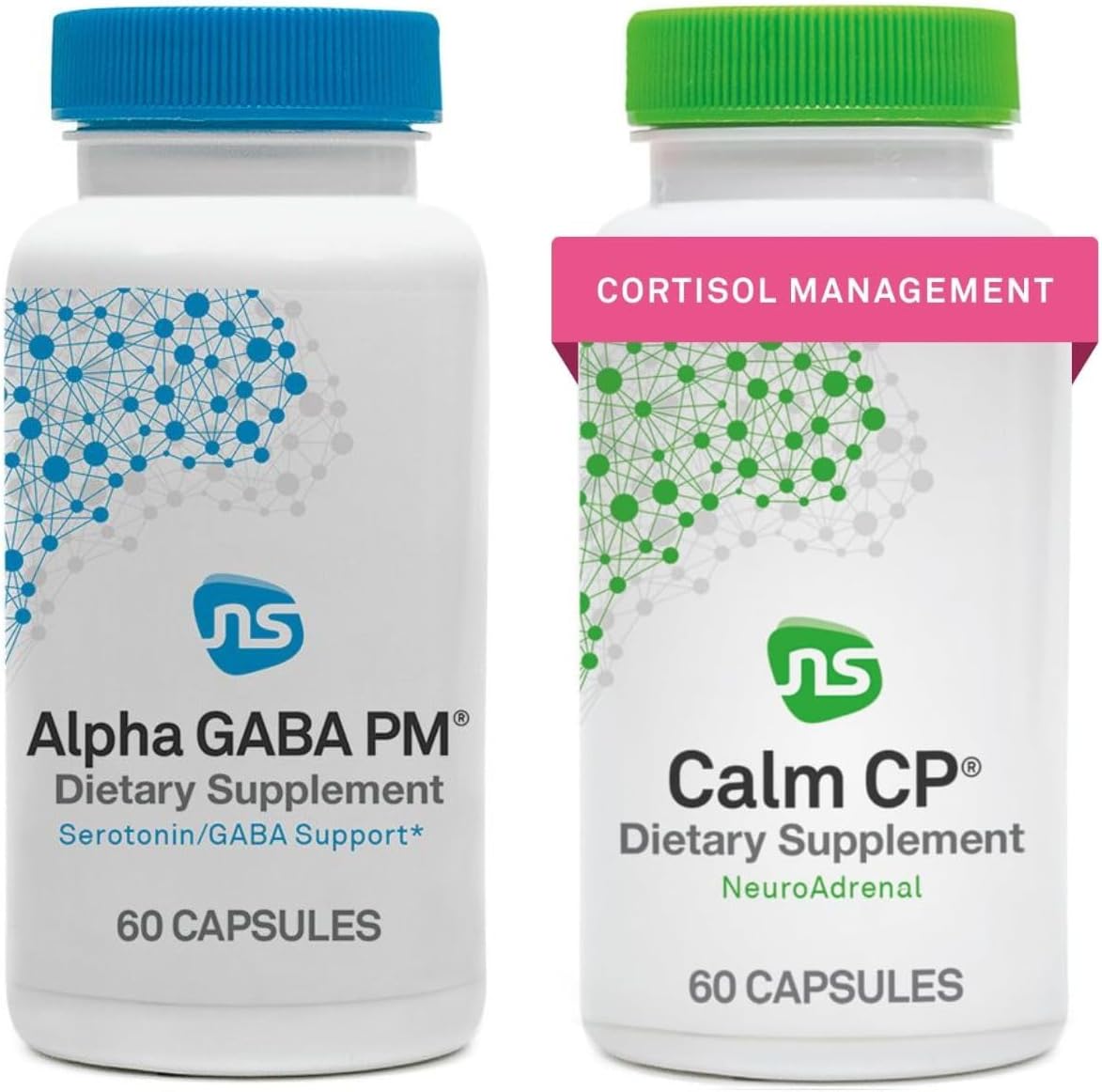 NeuroScience Stress & Sleep Bundle, Alpha GABA PM 60 ct + Calm CP 60 ct